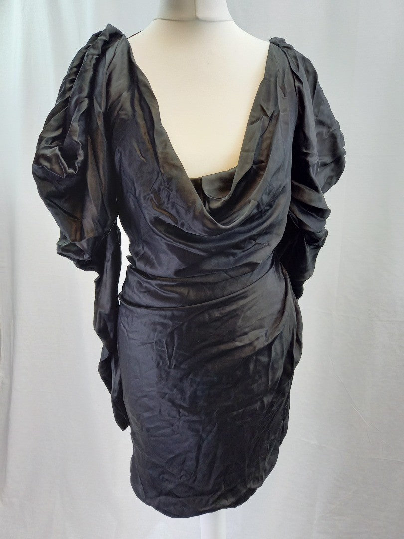 Vivienne Westwood New Virginia Black Satin Silk Blend Dress - UK 6 IT38