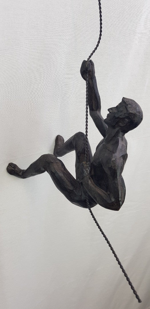 Bronzed Abseiling Climbing Hanging Ornament Figures x2 Excellent Condition