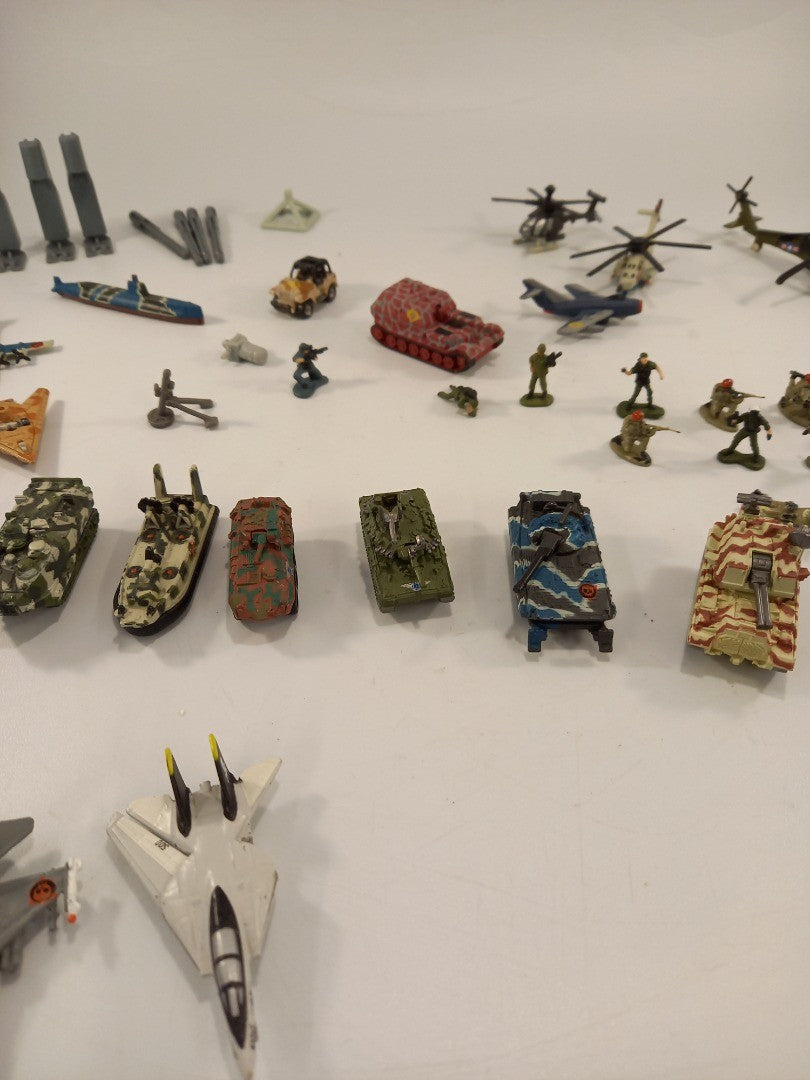 toy tanks planes helicopters soldiers boats and military car miniature bundle