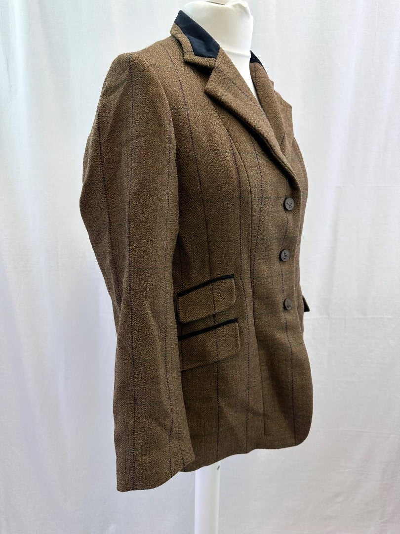 Shires Tweed Jacket Brown Purple Lining UK 38 Excellent