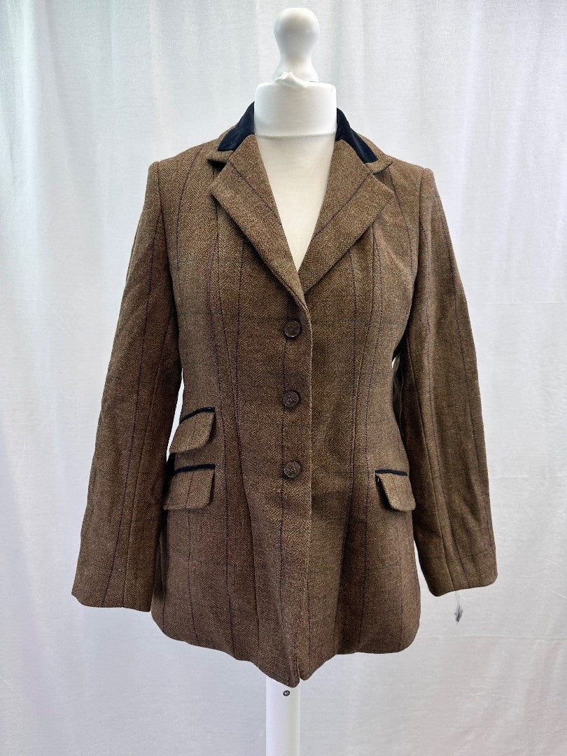 Shires Tweed Jacket Brown Purple Lining UK 38 Excellent