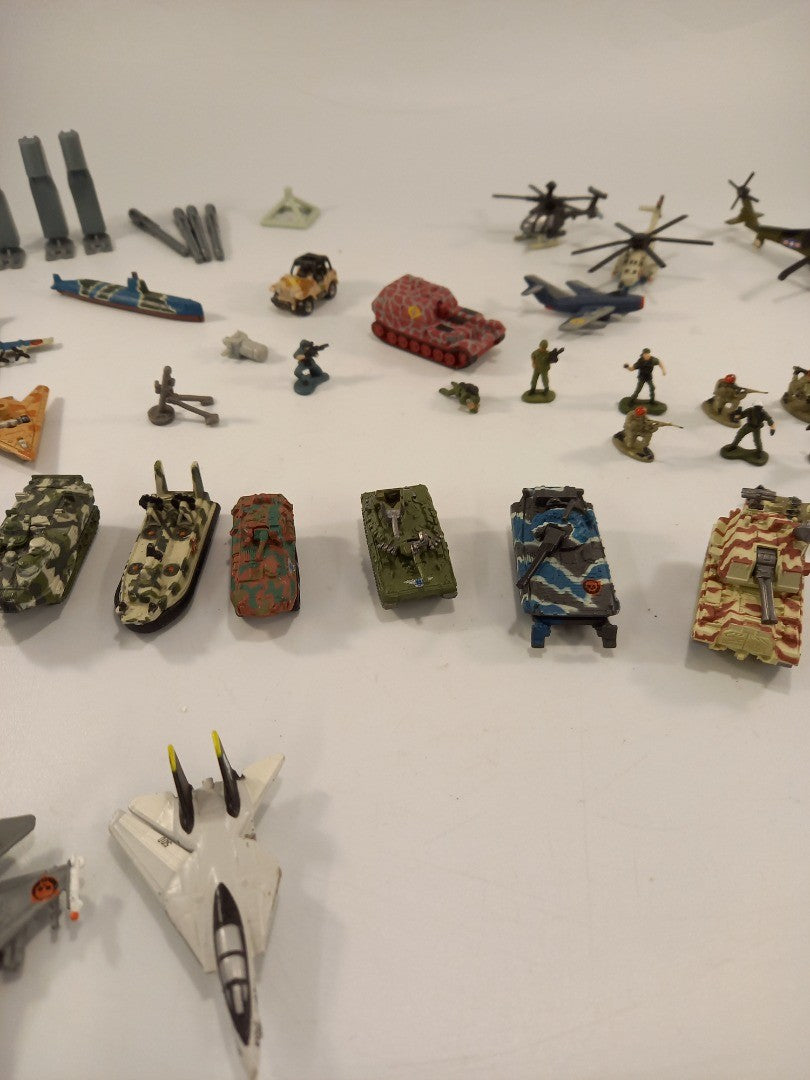 toy tanks planes helicopters soldiers boats and military car miniature bundle