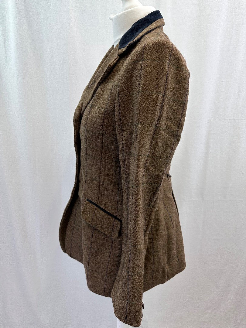 Shires Tweed Jacket Brown Purple Lining UK 38 Excellent