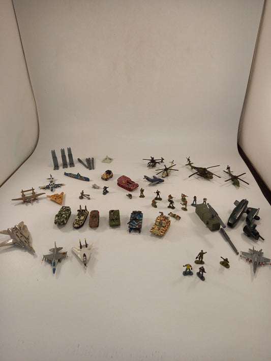 toy tanks planes helicopters soldiers boats and military car miniature bundle