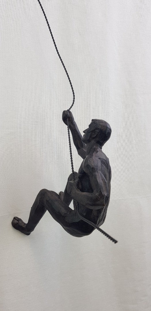 Bronzed Abseiling Climbing Hanging Ornament Figures x2 Excellent Condition