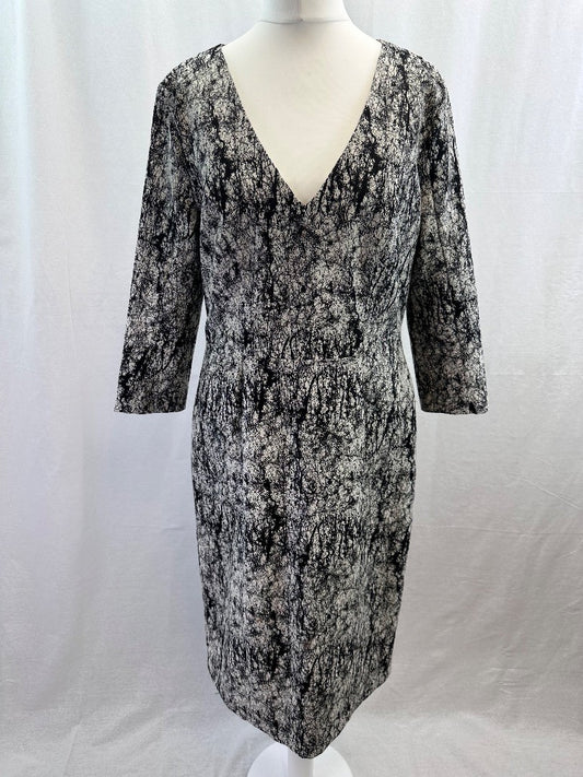 French Connection Black & White Dress Size 14 Excellent Condition