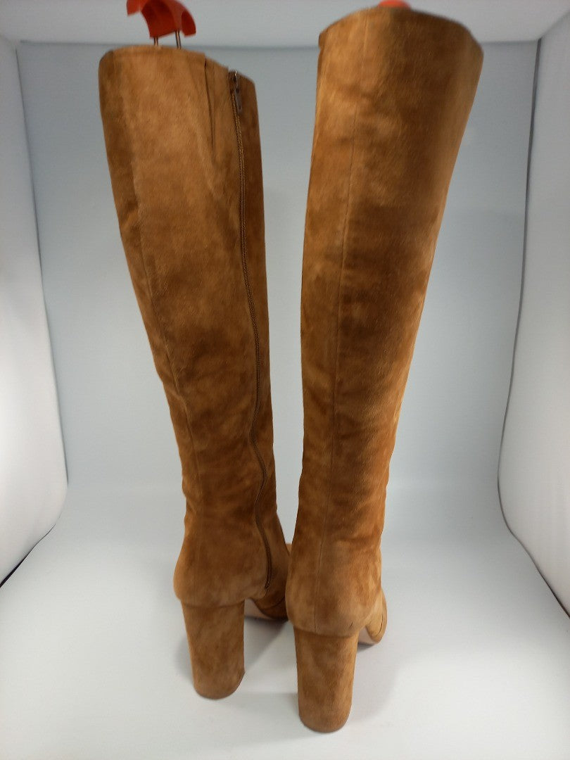 J Jasper Conran Tan Joda Suede Block Heel Knee High Boots - Size UK 5