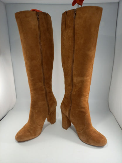 J Jasper Conran Tan Joda Suede Block Heel Knee High Boots - Size UK 5