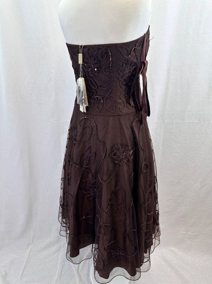 Monsoon Chocolate Strapless Evening Bridal Prom  Dress Size 10 BNWT