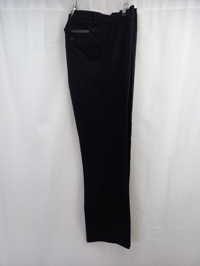 prada black wool wide straight leg trousers italian size 50