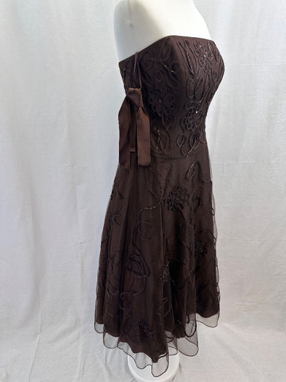 Monsoon Chocolate Strapless Evening Bridal Prom  Dress Size 10 BNWT