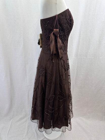 Monsoon Chocolate Strapless Evening Bridal Prom  Dress Size 10 BNWT