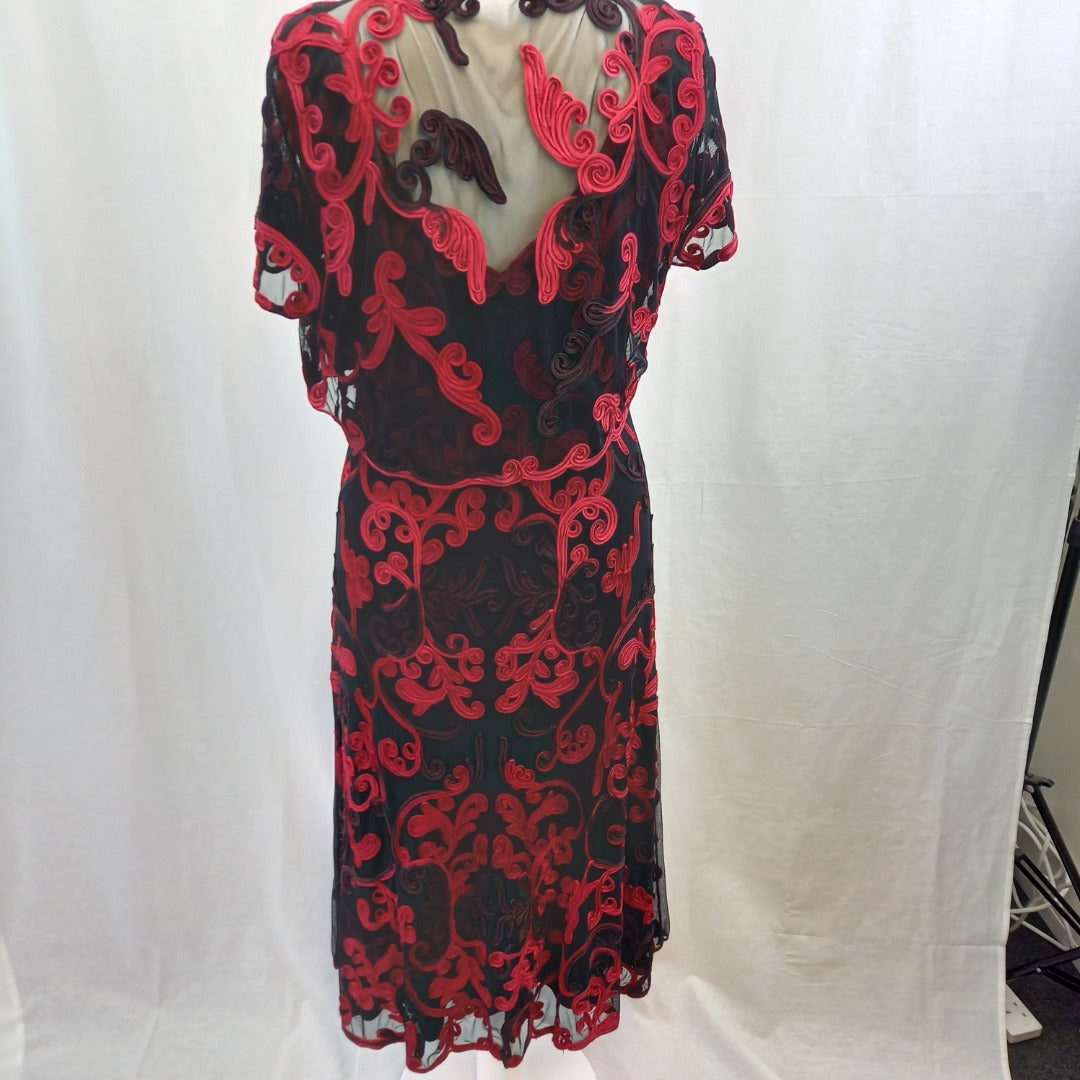 Phase Eight Dress 2 Piece Black & Red UK 18 Excellent