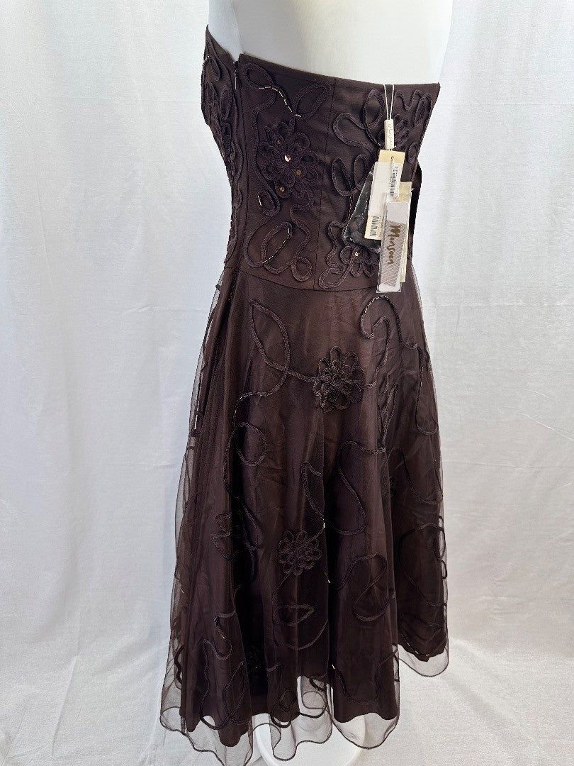 Monsoon Chocolate Strapless Evening Bridal Prom  Dress Size 10 BNWT