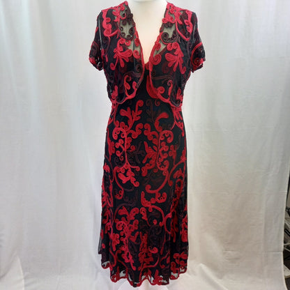 Phase Eight Dress 2 Piece Black & Red UK 18 Excellent