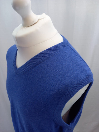 woolovers blue tank top sleeveless jumper xl cashmere cotton slipover bnwt