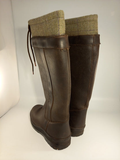 Tweseldon Country Boots Knee High with Tweed Trim - Size UK 5