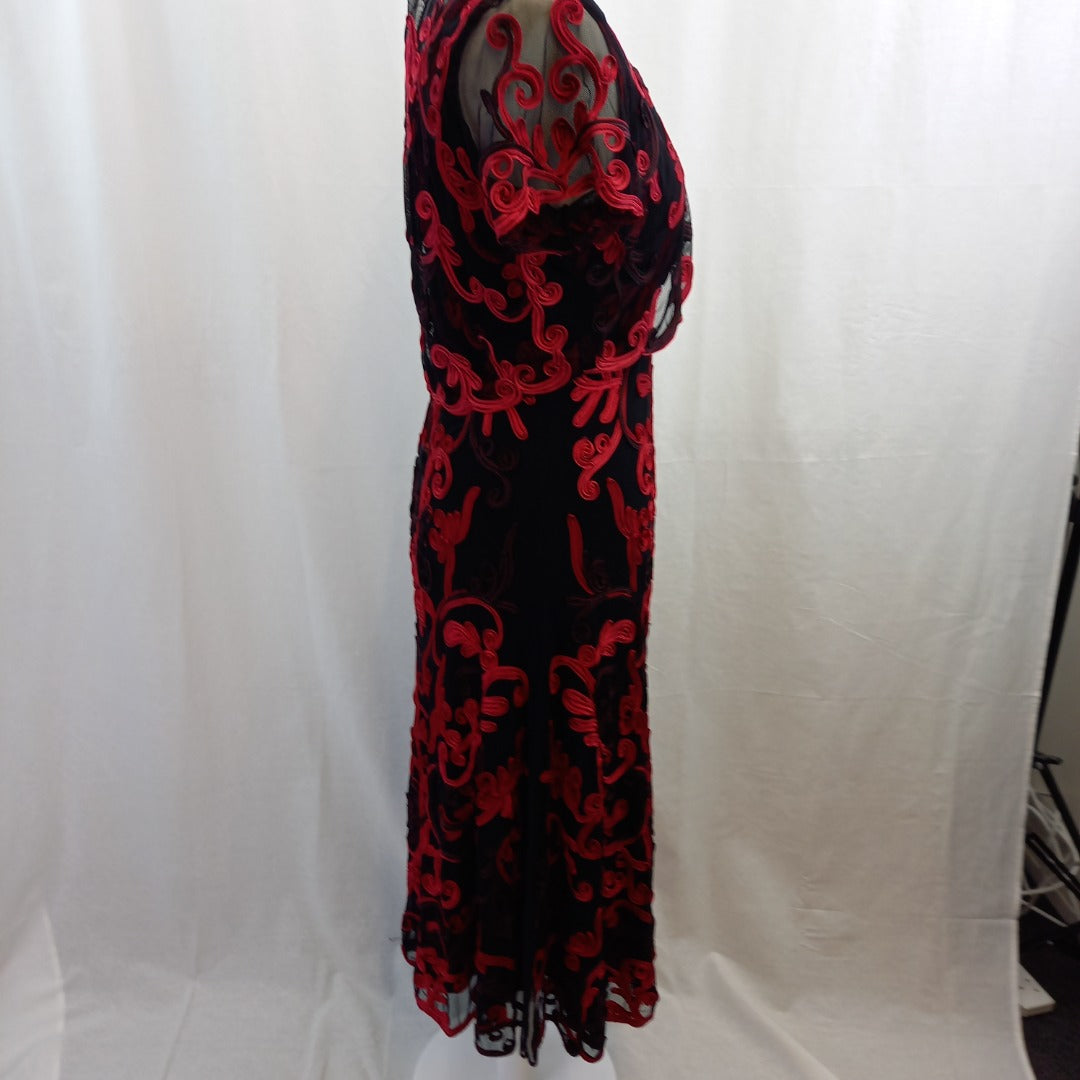 Phase Eight Dress 2 Piece Black & Red UK 18 Excellent