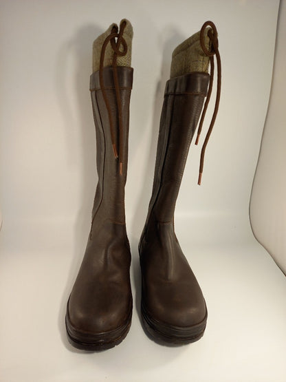 Tweseldon Country Boots Knee High with Tweed Trim - Size UK 5