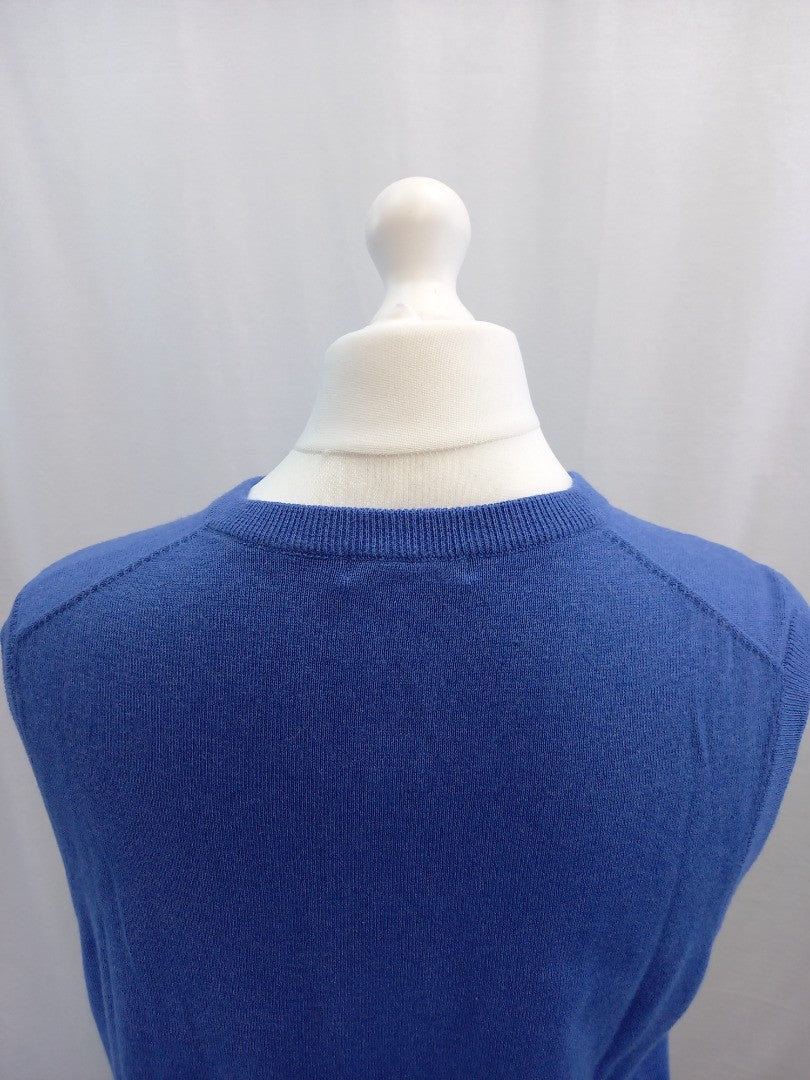 woolovers blue tank top sleeveless jumper xl cashmere cotton slipover bnwt