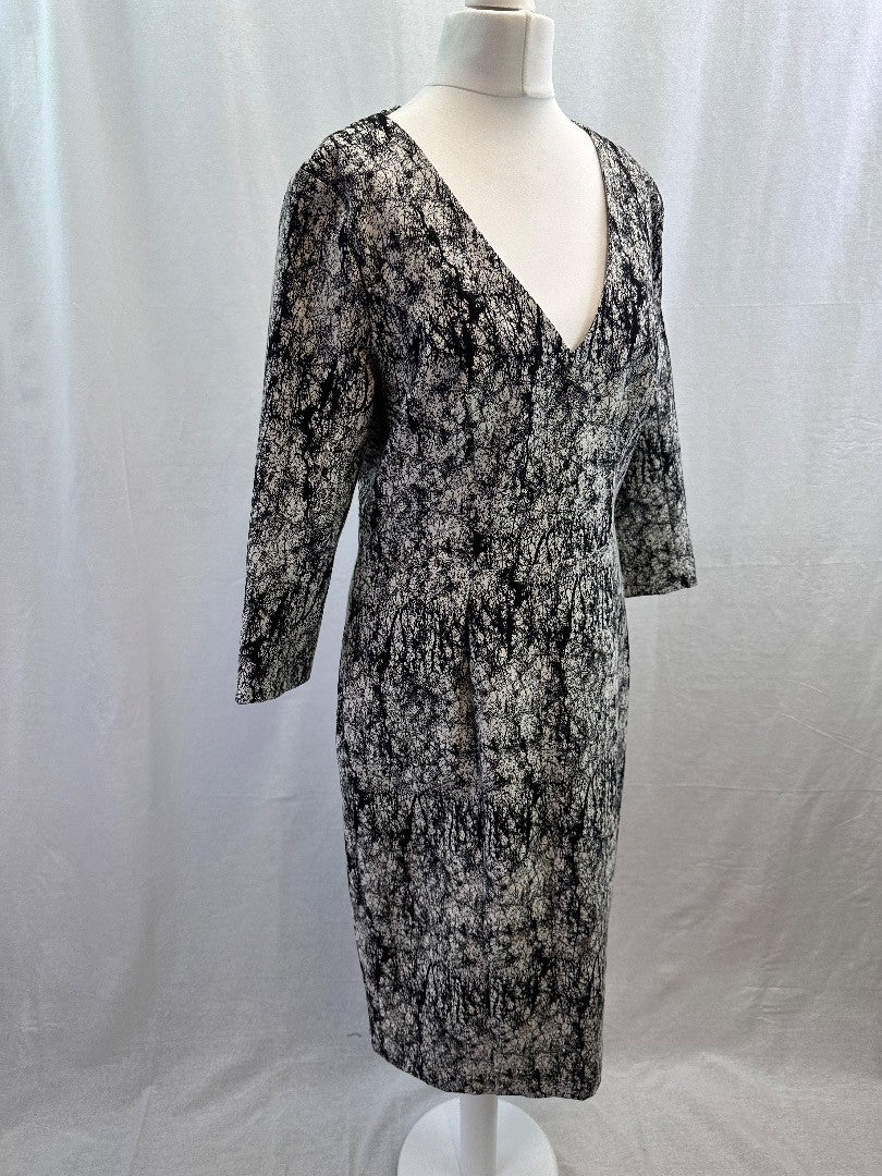 French Connection Black & White Dress Size 14 Excellent Condition