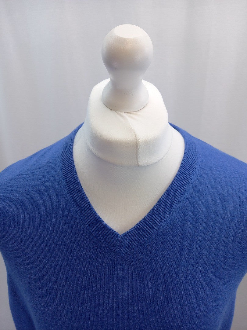 woolovers blue tank top sleeveless jumper xl cashmere cotton slipover bnwt