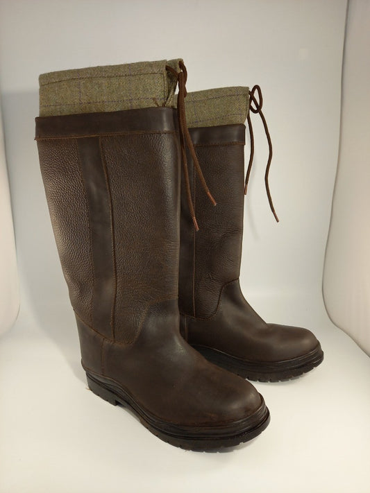 Tweseldon Country Boots Knee High with Tweed Trim - Size UK 5