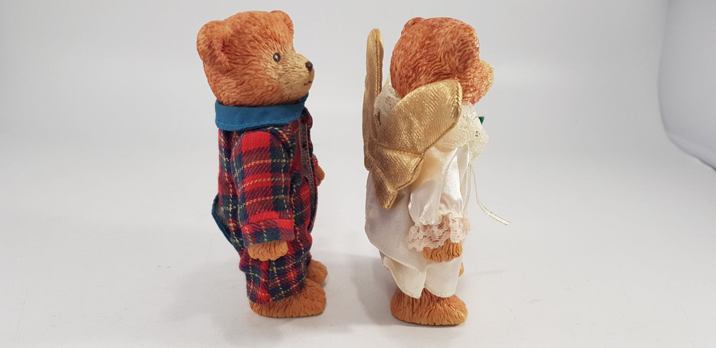 Russ Resin Christmas Bears Angel & PJs Excellent Condition