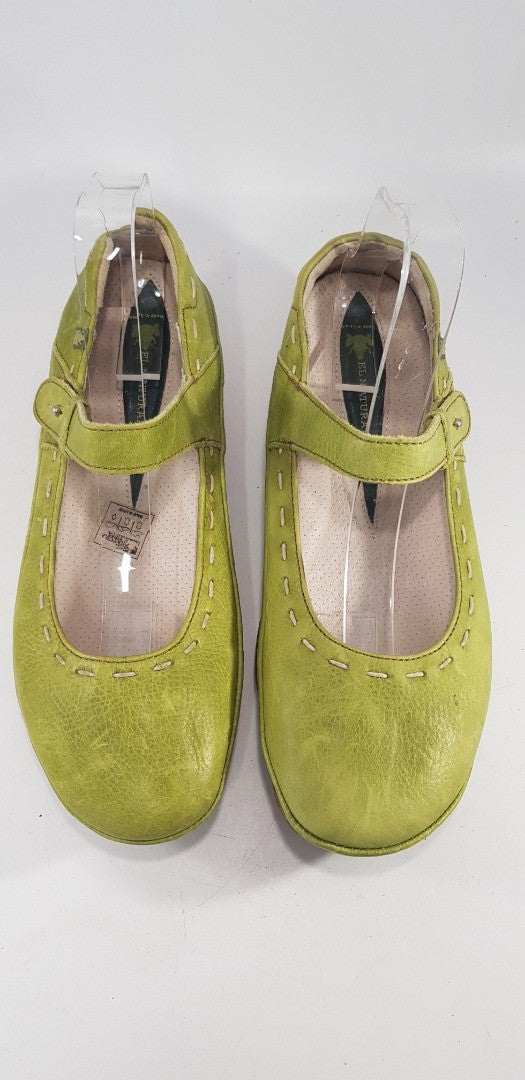 El Naturalista Lime Green Leather Mary Jane Shoe Strap Size 6.5/7 VGC