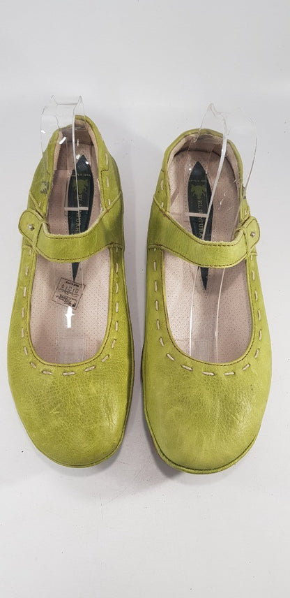 El Naturalista Lime Green Leather Mary Jane Shoe Strap Size 6.5/7 VGC