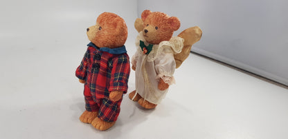 Russ Resin Christmas Bears Angel & PJs Excellent Condition