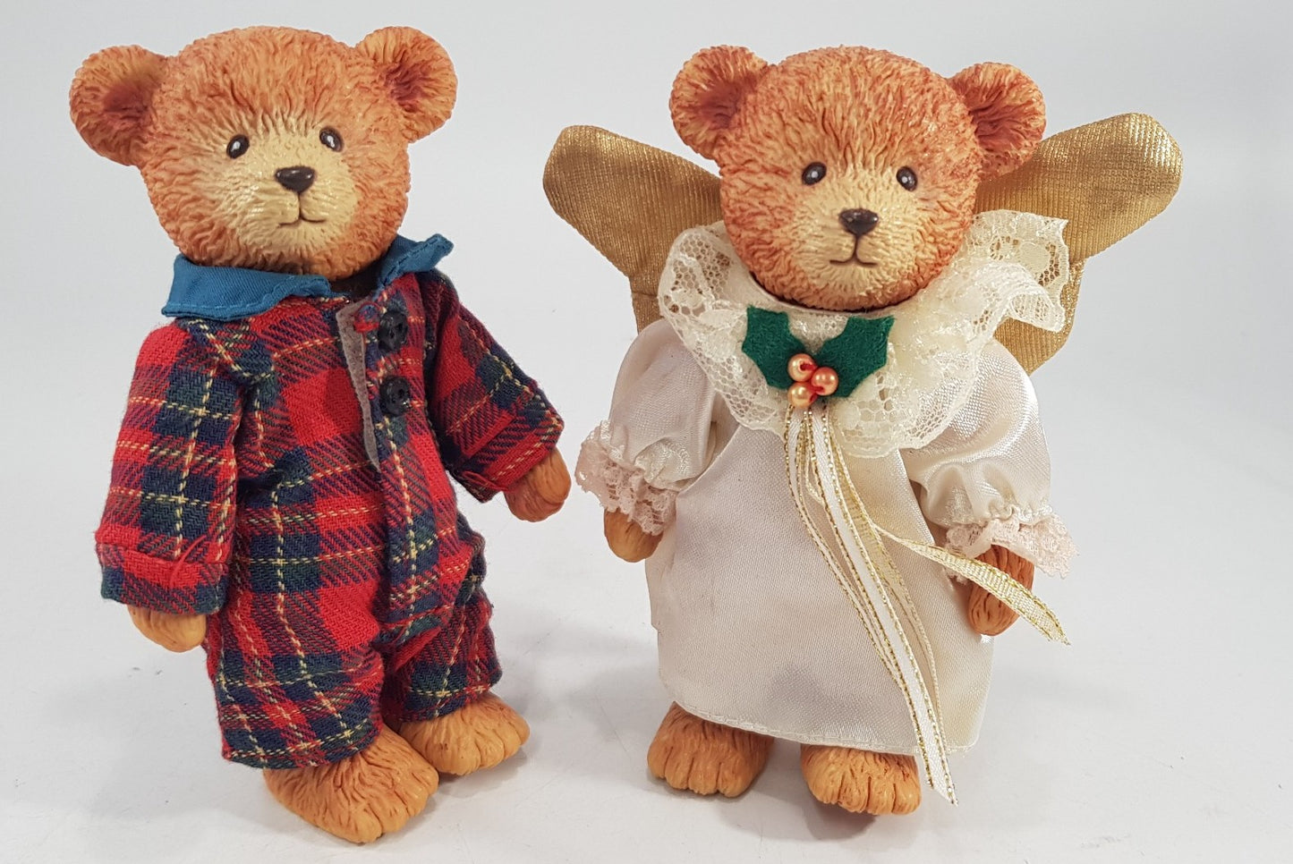 Russ Resin Christmas Bears Angel & PJs Excellent Condition