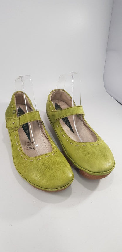 El Naturalista Lime Green Leather Mary Jane Shoe Strap Size 6.5/7 VGC