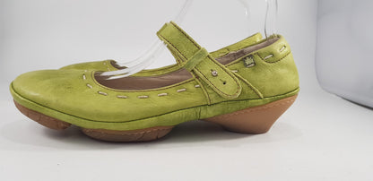 El Naturalista Lime Green Leather Mary Jane Shoe Strap Size 6.5/7 VGC