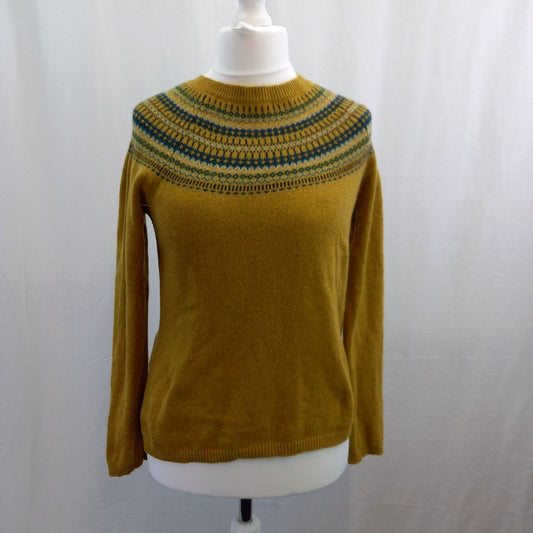 Seasalt Cornwall Bucks Horn Yellow Woollen Jumper UK 10 Excellent