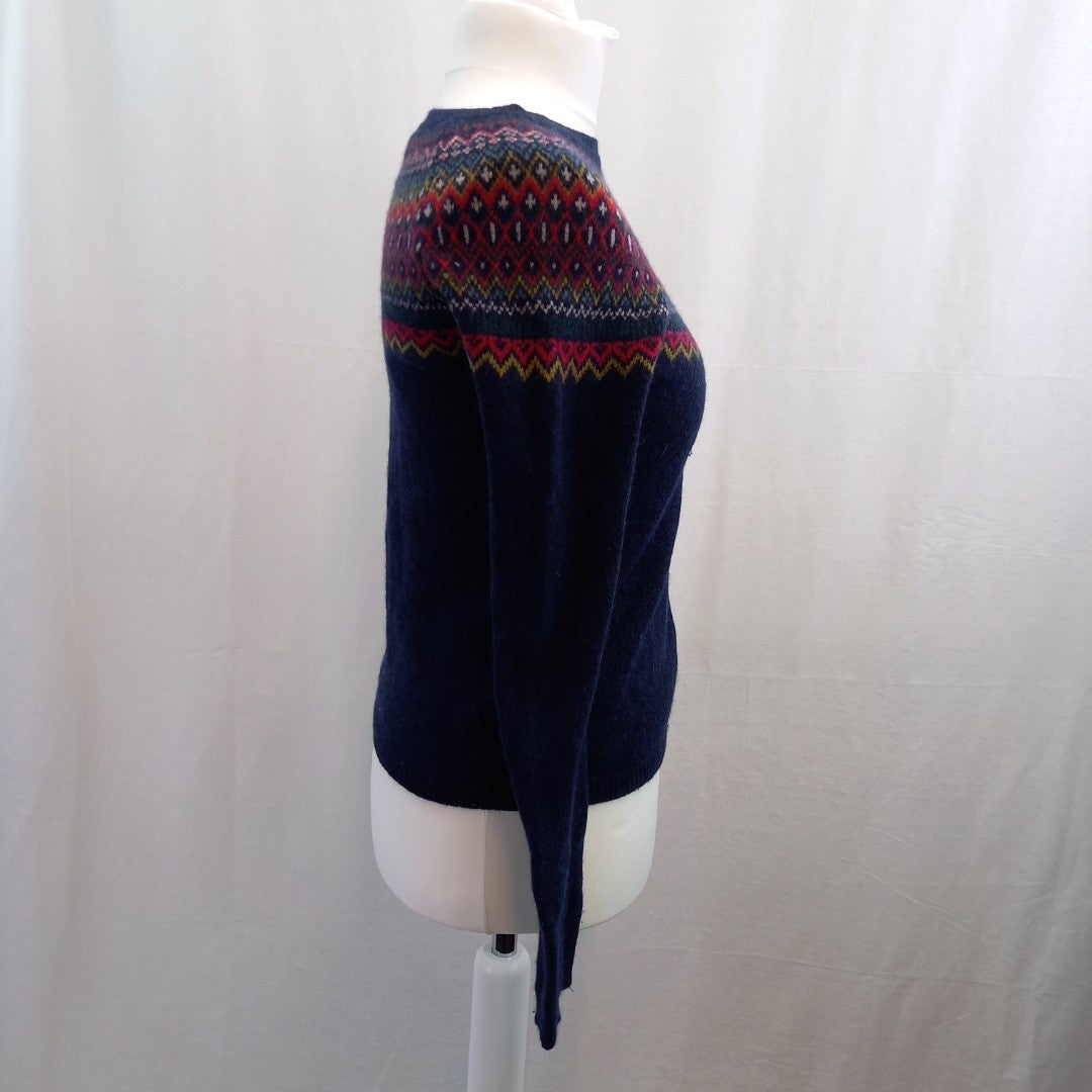 Seasalt Cornwall Bucks Horn Jumper Woollen Blue & Red UK 10 Excellent