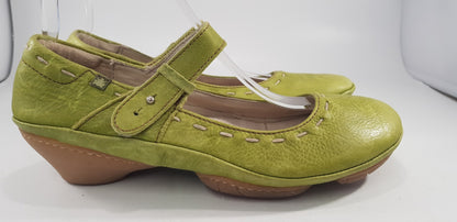 El Naturalista Lime Green Leather Mary Jane Shoe Strap Size 6.5/7 VGC