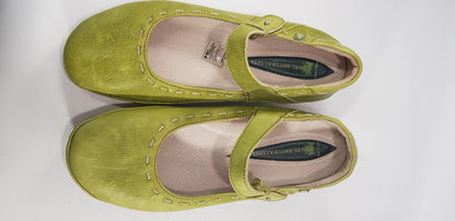 El Naturalista Lime Green Leather Mary Jane Shoe Strap Size 6.5/7 VGC