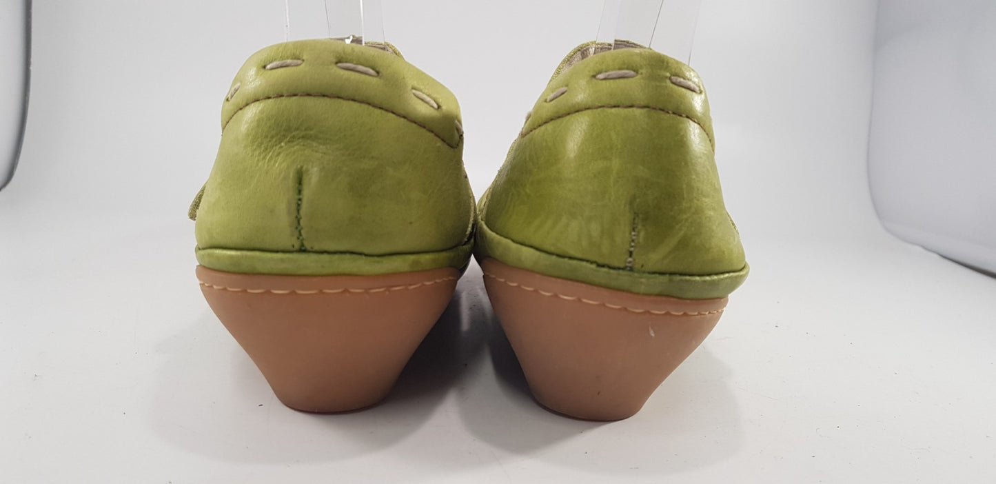 El Naturalista Lime Green Leather Mary Jane Shoe Strap Size 6.5/7 VGC