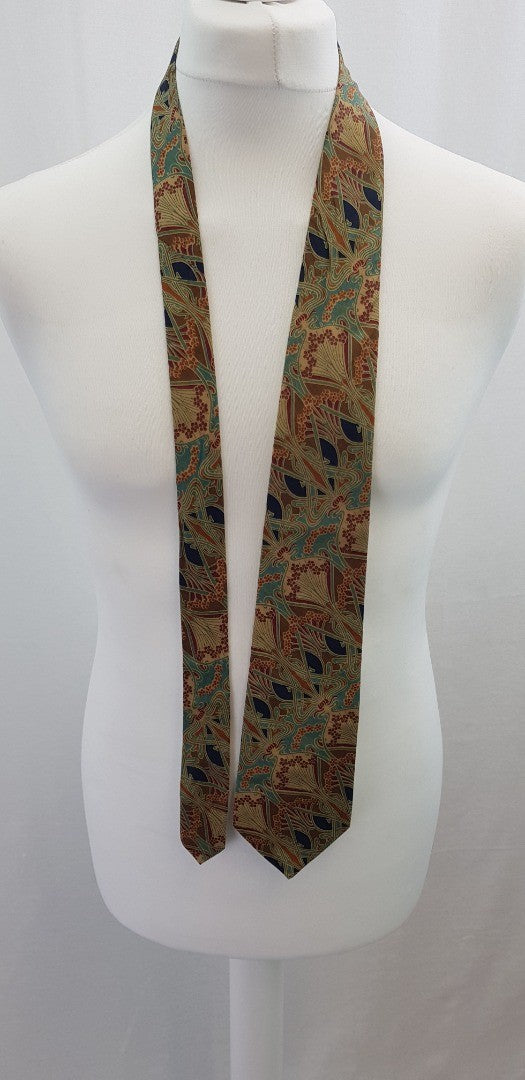 Liberty Cotton Tie Blue Orange Red Art Deco Style Design Vintage VGC