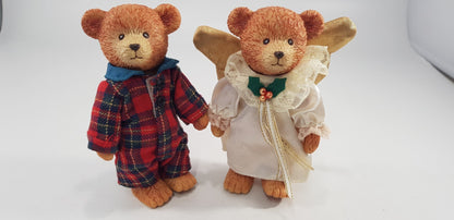 Russ Resin Christmas Bears Angel & PJs Excellent Condition