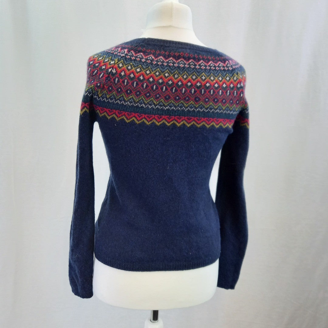 Seasalt Cornwall Bucks Horn Jumper Woollen Blue & Red UK 10 Excellent