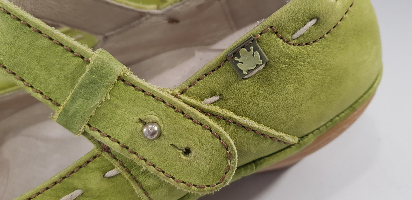 El Naturalista Lime Green Leather Mary Jane Shoe Strap Size 6.5/7 VGC