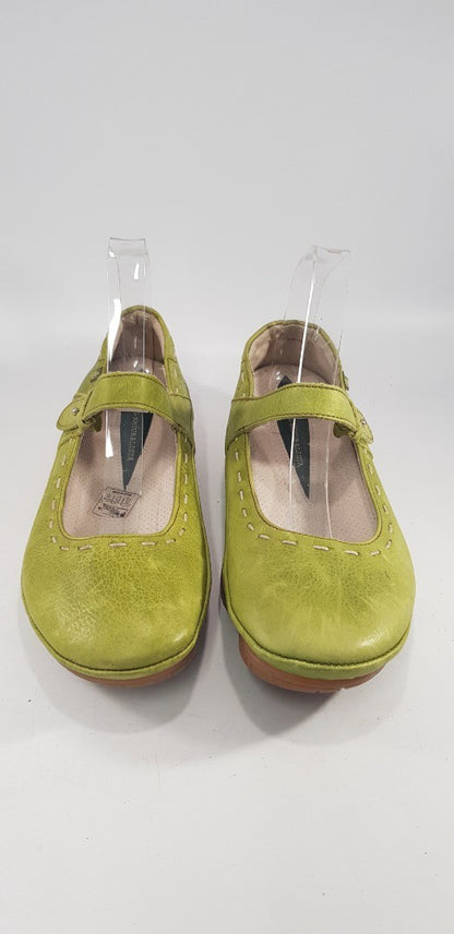 El Naturalista Lime Green Leather Mary Jane Shoe Strap Size 6.5/7 VGC