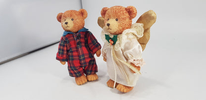 Russ Resin Christmas Bears Angel & PJs Excellent Condition