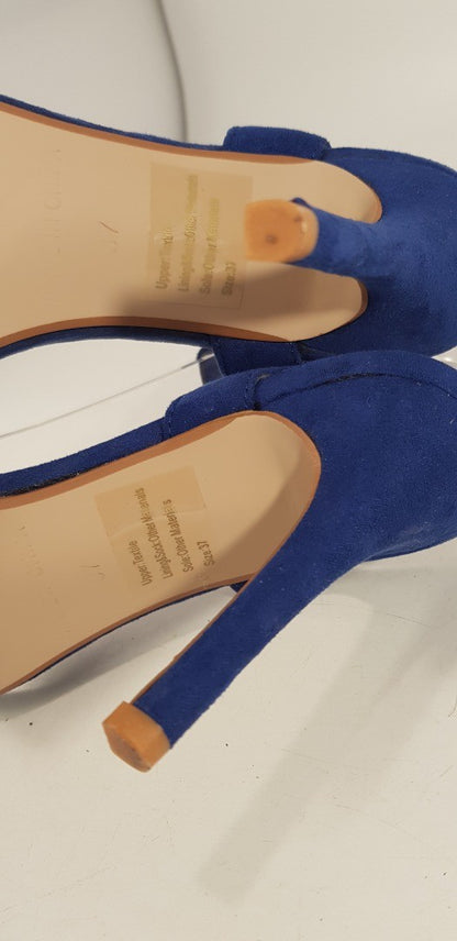 Miss KG Electric Blue High Heels Ankle Strap Open Toe Size 4 Nearly New