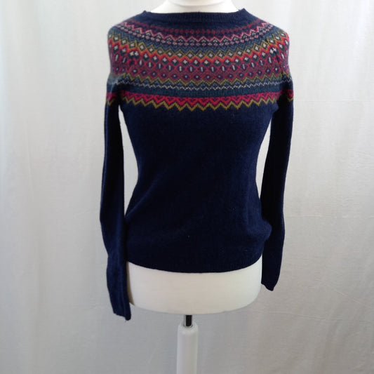 Seasalt Cornwall Bucks Horn Jumper Woollen Blue & Red UK 10 Excellent