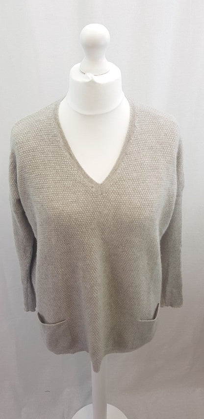 M&S Collection Silver Grey Pure Cashmere Pocket Jumper Size 12 VGC