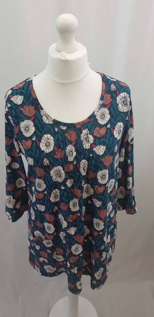 Seasalt Cornwall 3/4 Sleeve T-Shirt Tunic Busy Lizzie Size 14 BNWT