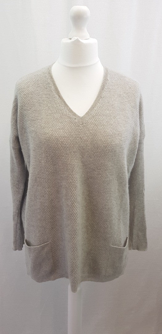 M&S Collection Silver Grey Pure Cashmere Pocket Jumper Size 12 VGC